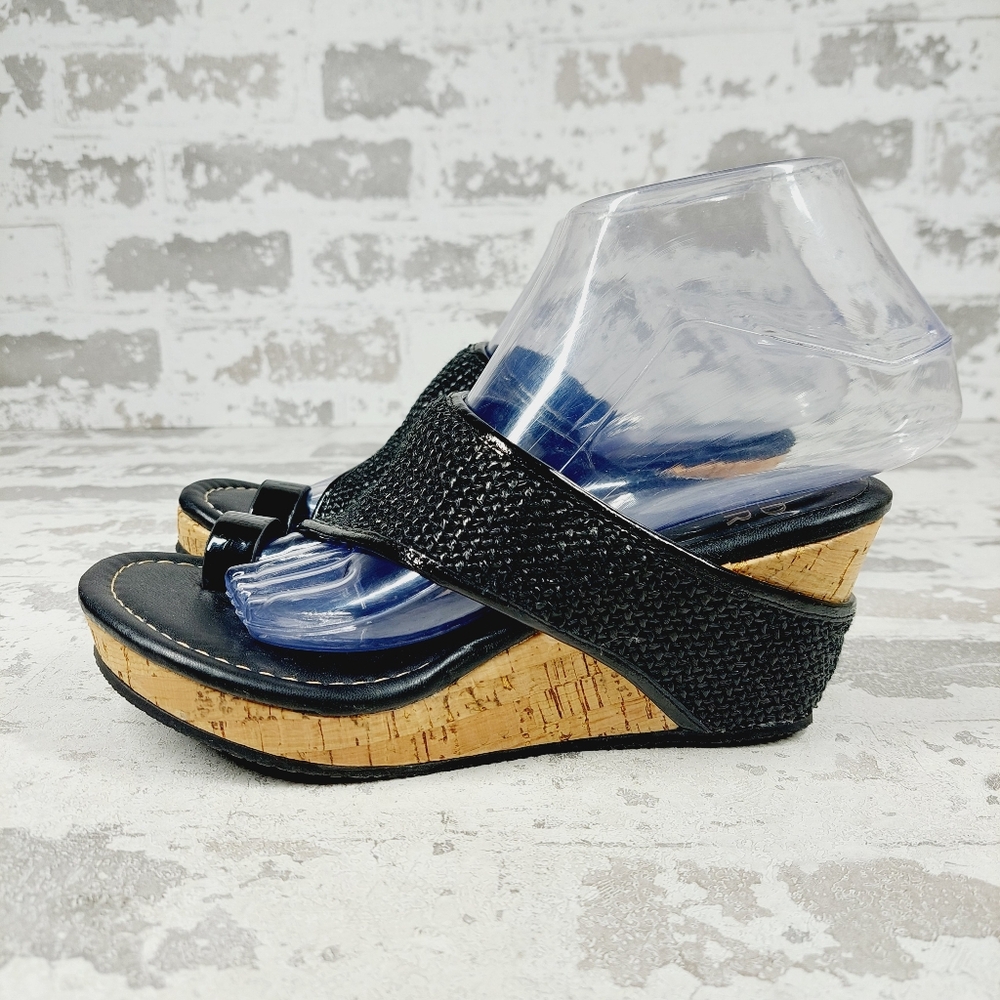 Donald J. Pliner Black Wedge Sandals